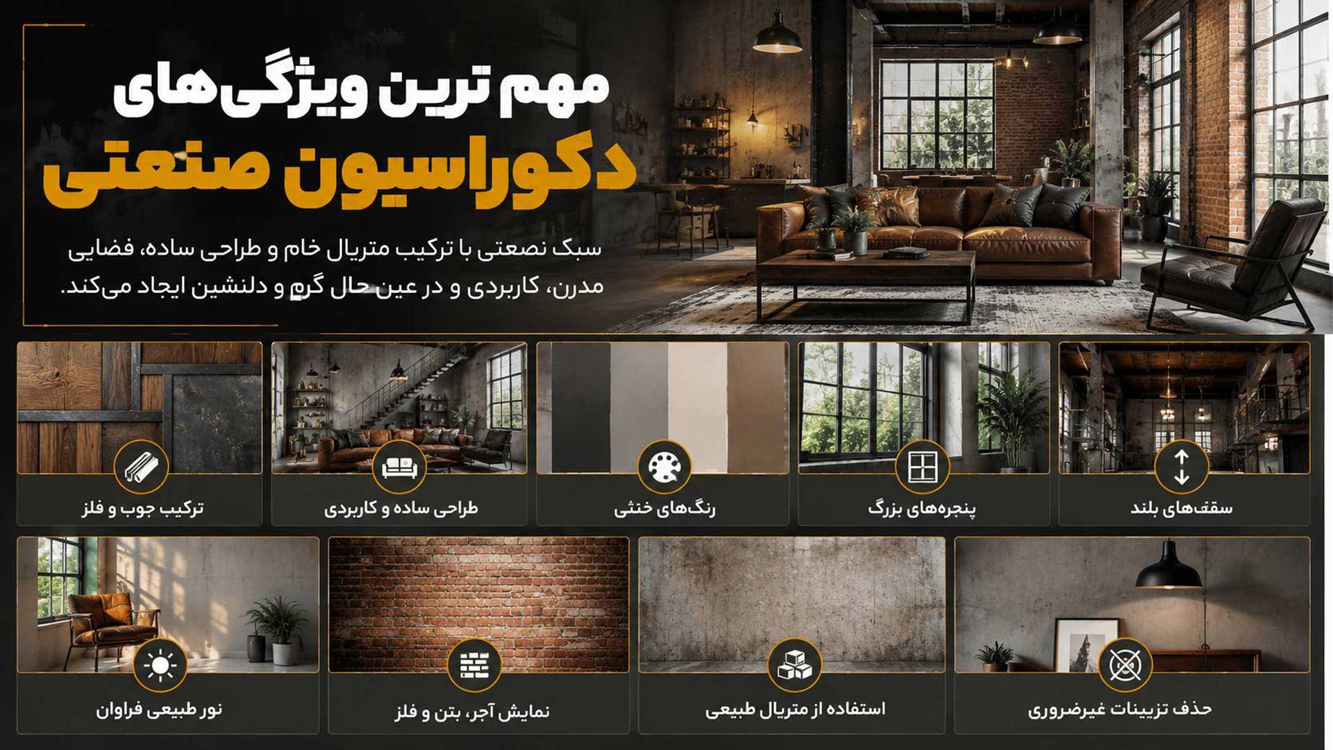 راهنمای مهمترین ویژگیهای دکوراسیون صنعتی