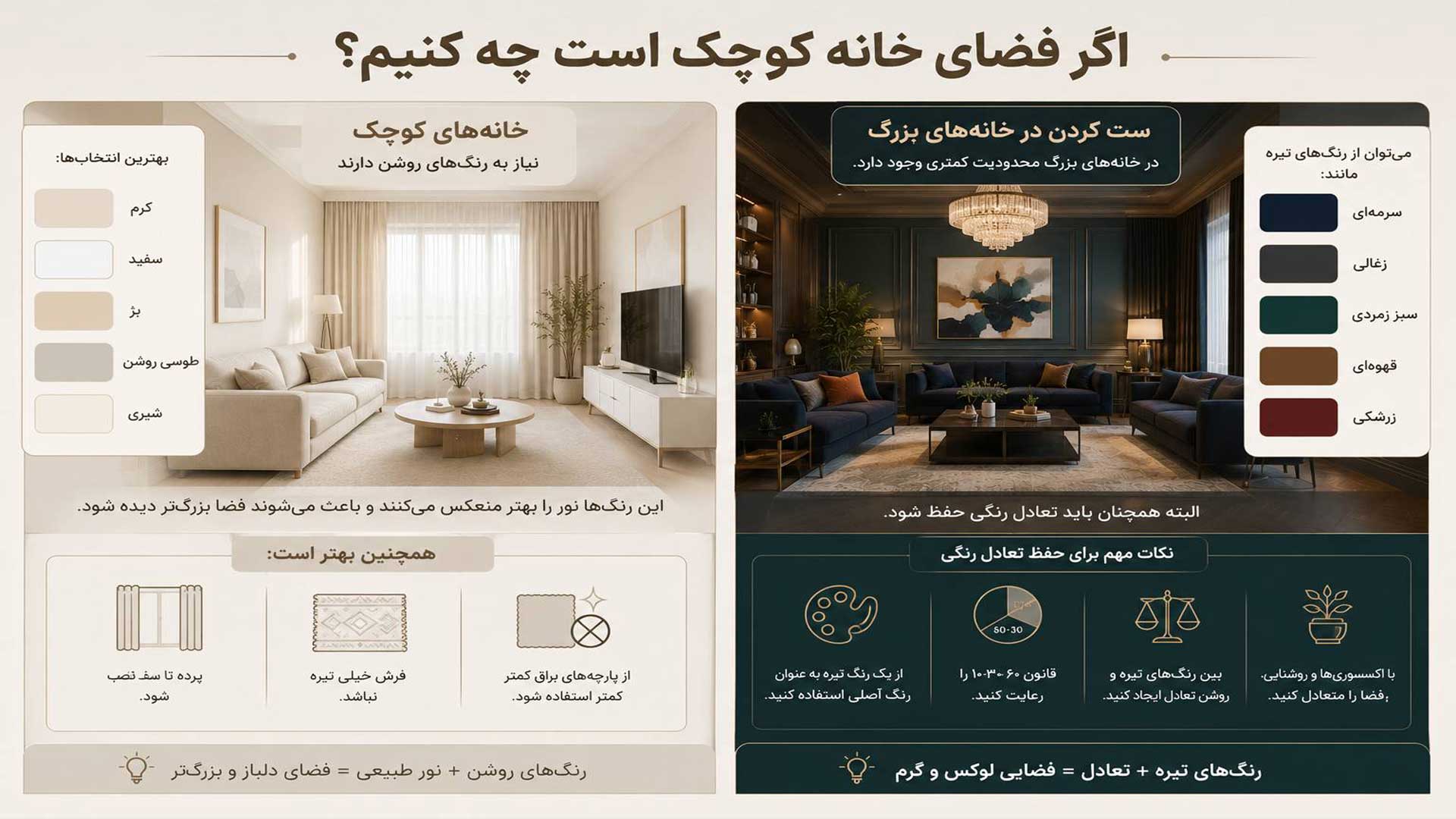راهنمای ست کردن خانه های بزرگ و کوچک