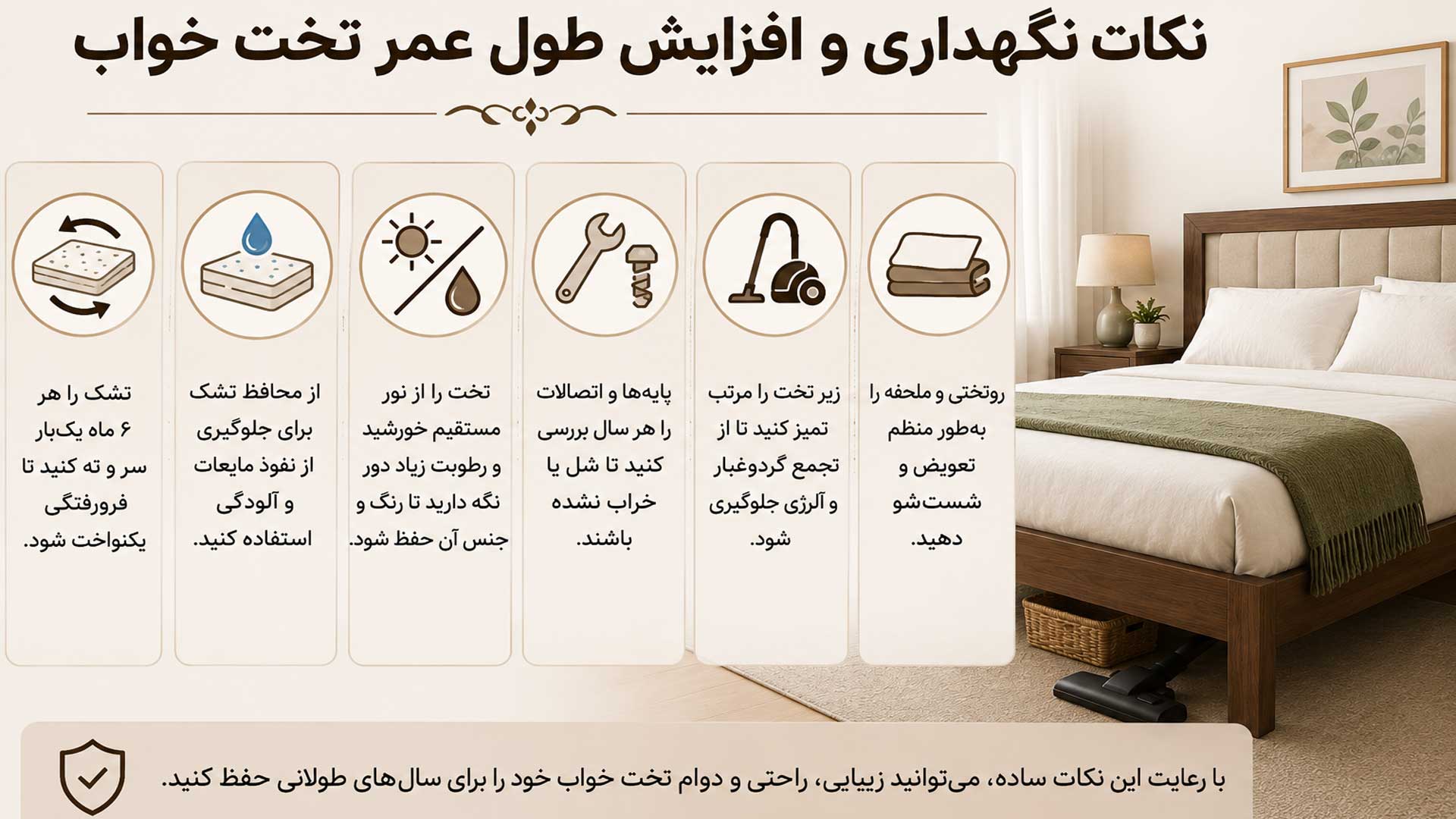 نکات نگهداری و افزایش طول عمر تخت خواب