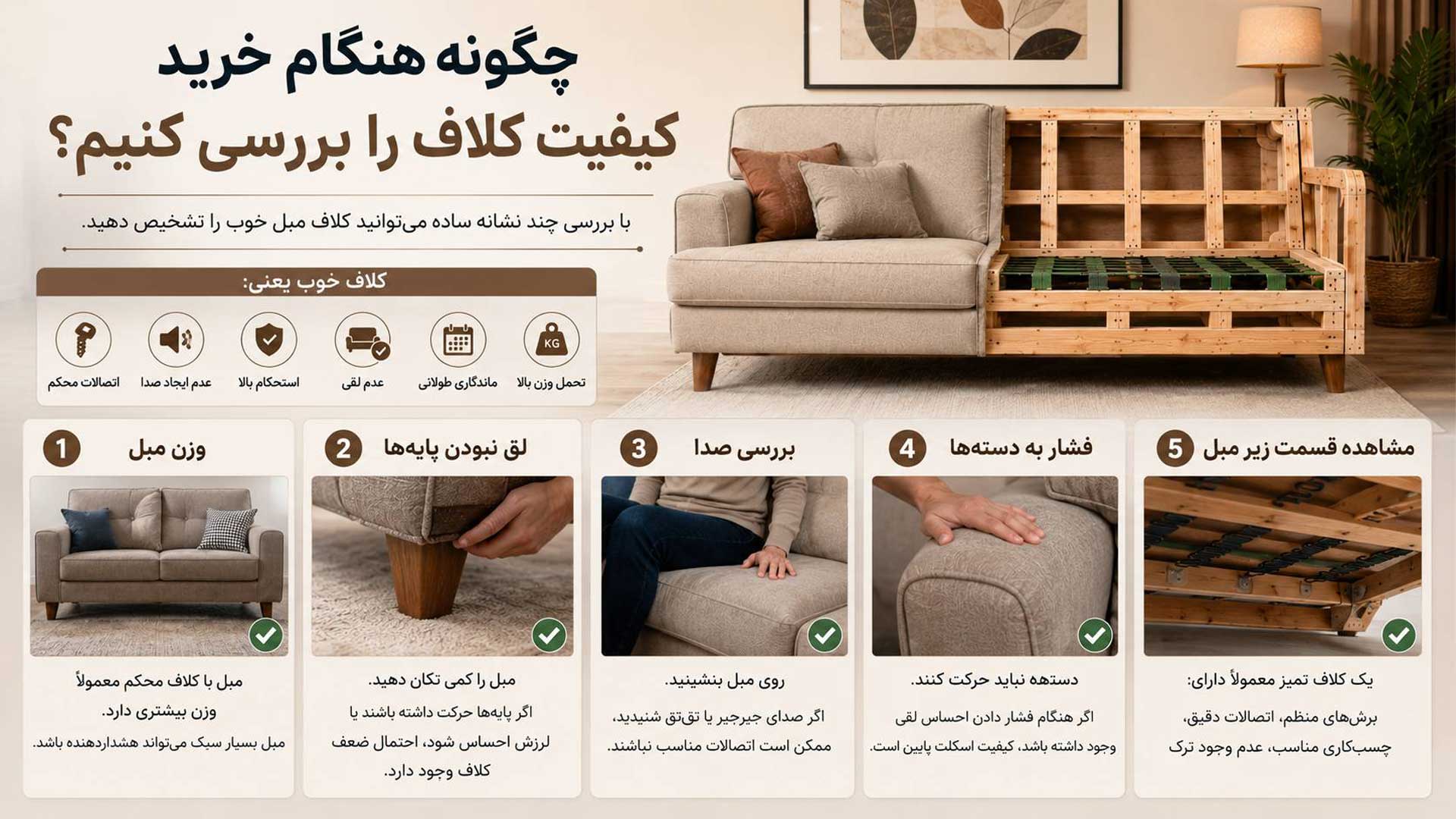 راهنمای نحوه بررسی کلاف مبل