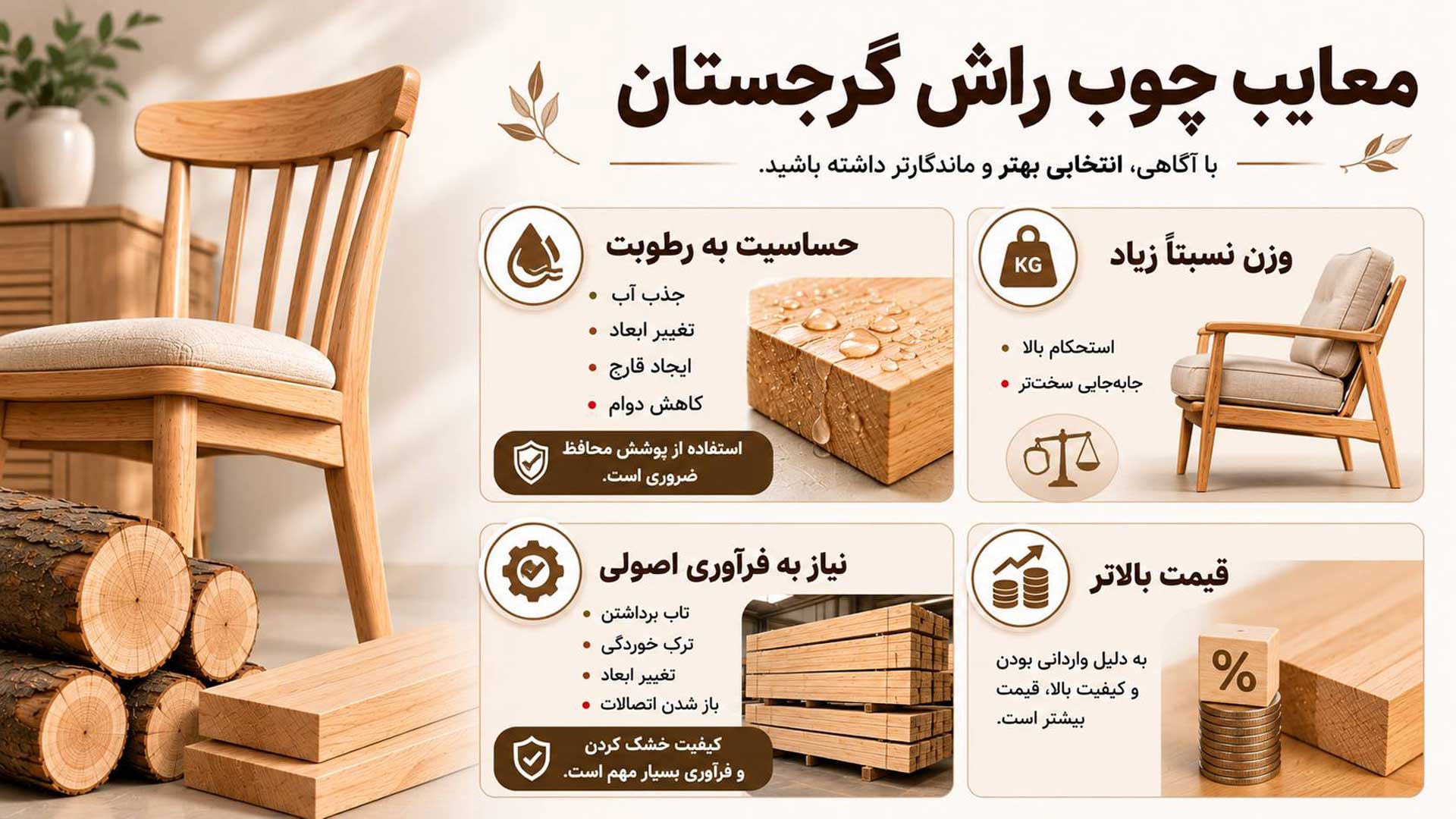 معایب چوب راش