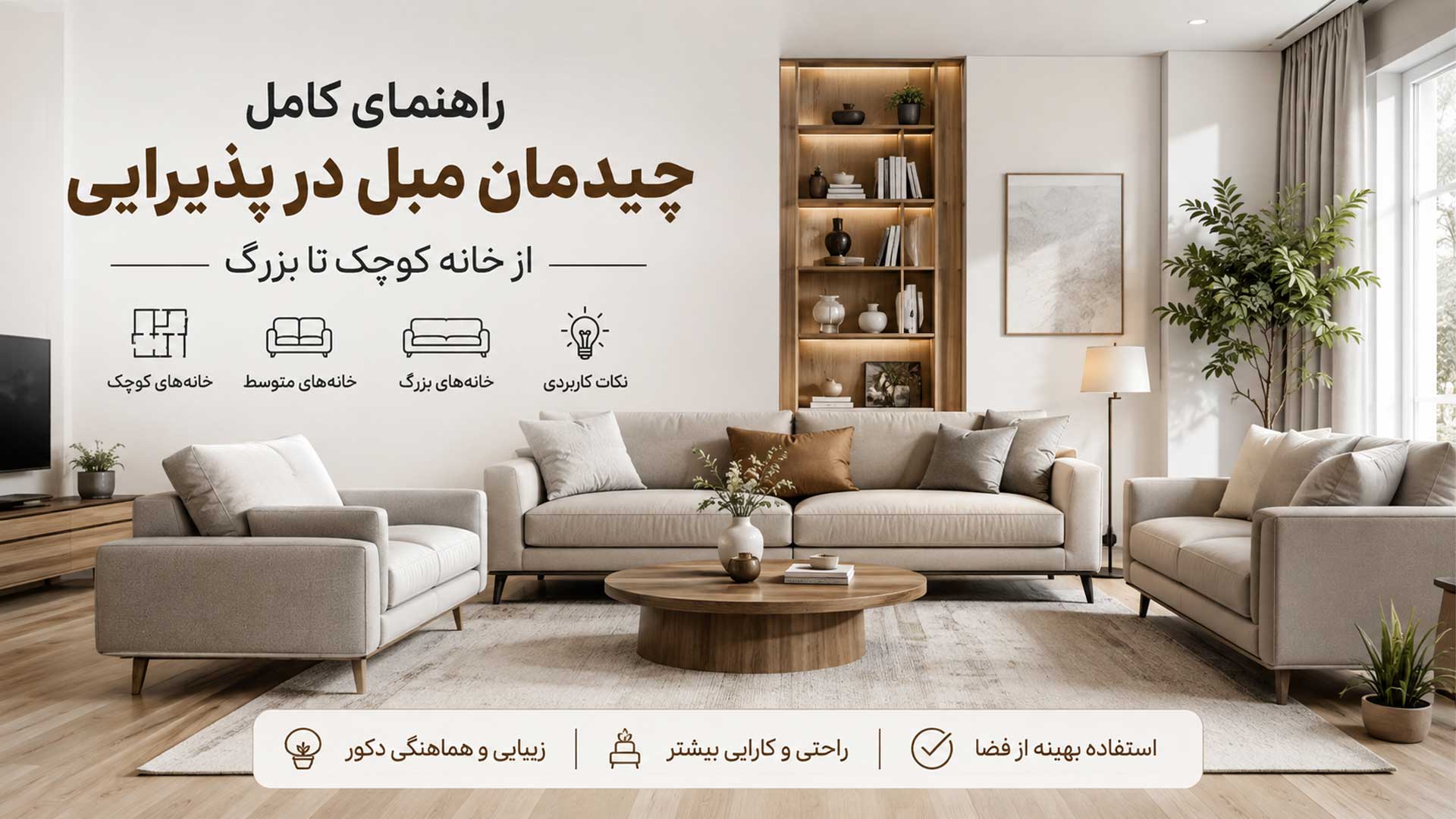 تصویر شاخص راهنمای چیدمان مبل در پذیرایی؛ از خانه کوچک تا بزرگ