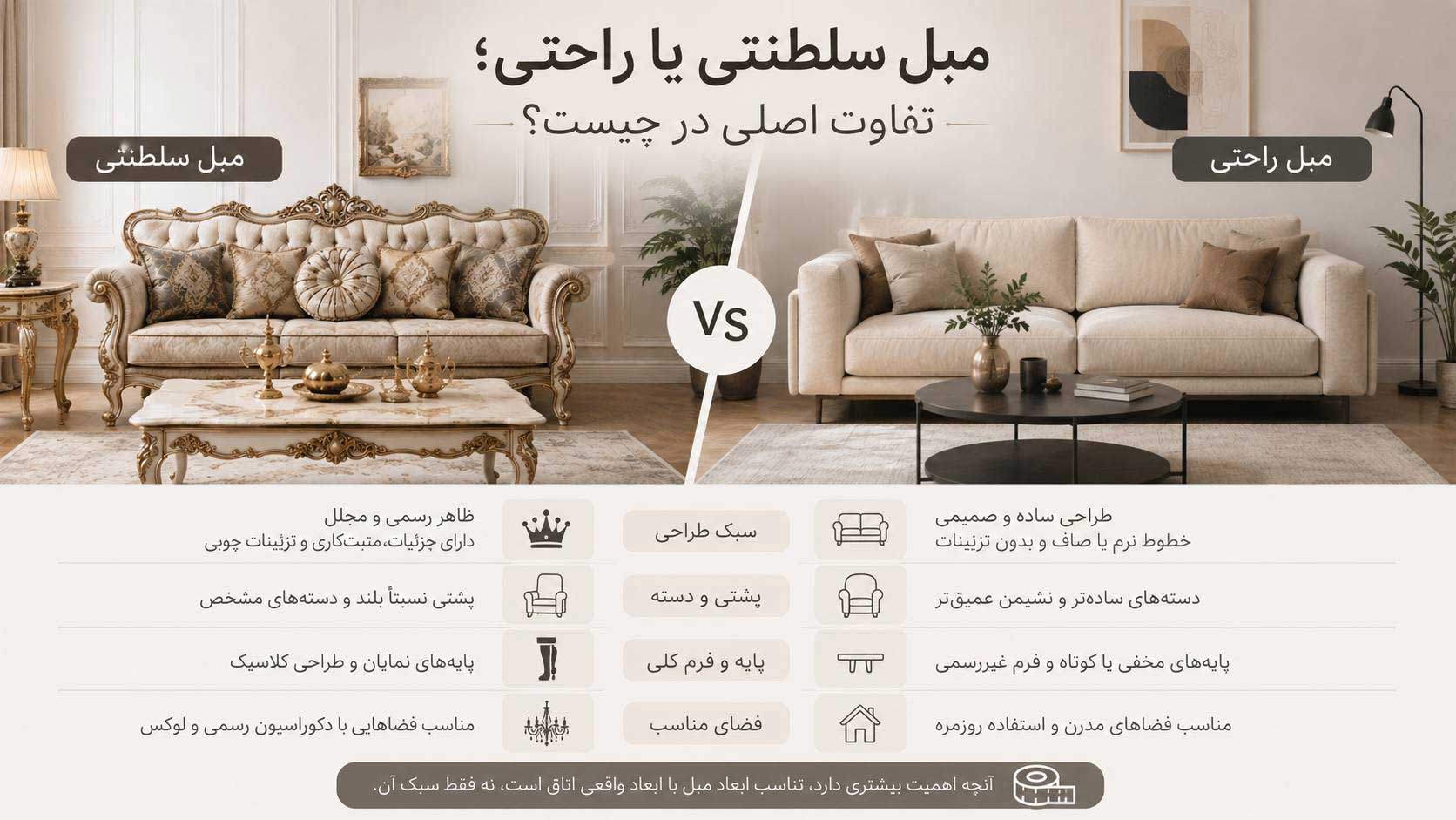 راهنمای تفاوت مبل سلطنتی و راحتی