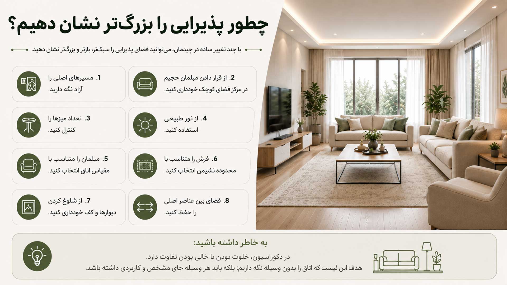 راهنمای بزرگ نشان دادن اتاق پذیرایی