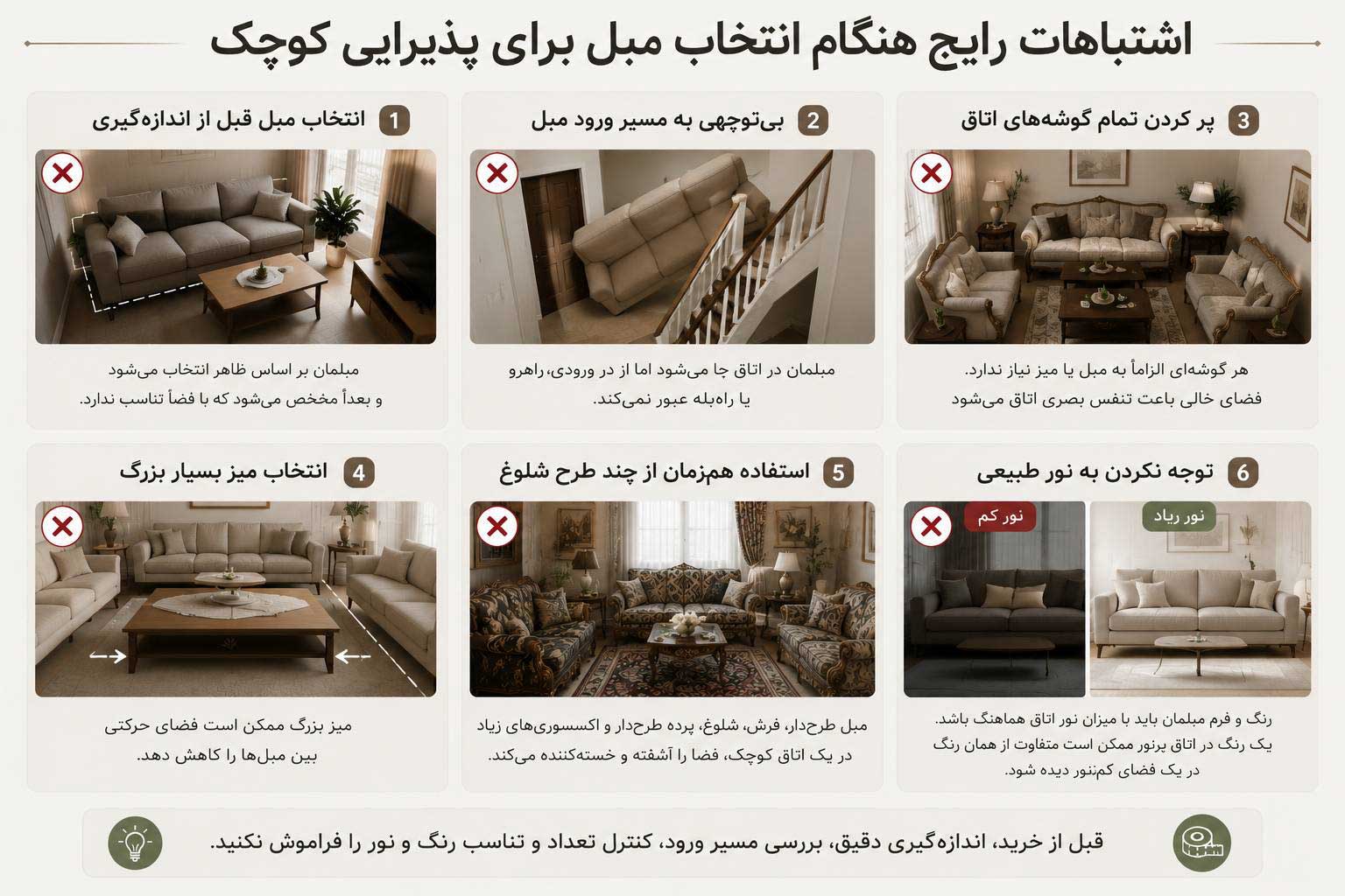 اشتباهات رایج هنگام انتخاب مبل برای پذیرایی کوچک